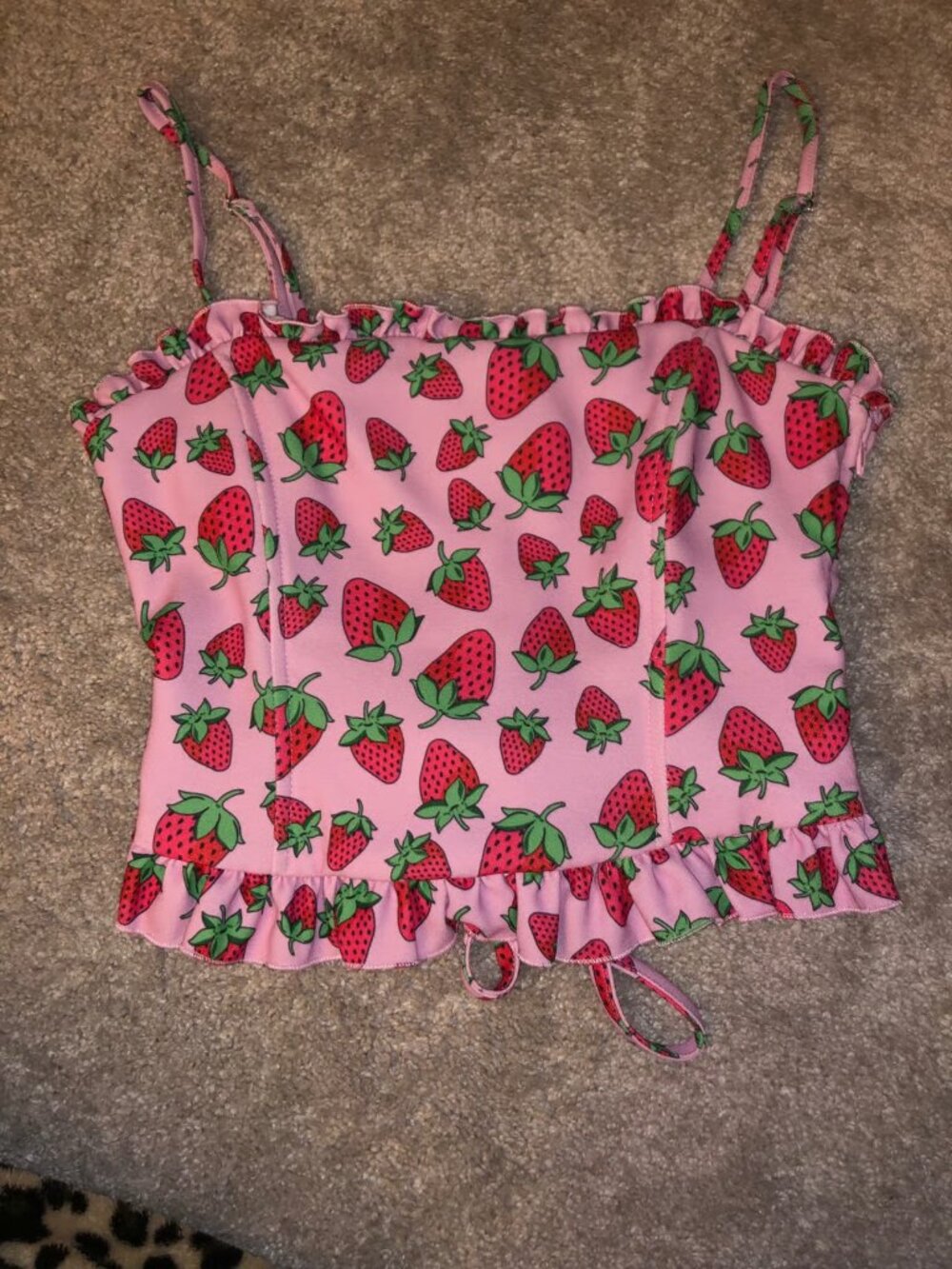 Sugar Thrillz Strawberry Fields Lace Up Top